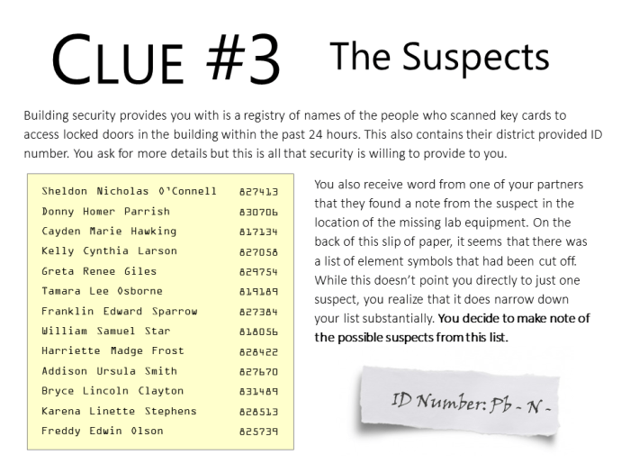 Stoichiometry murder mystery answer key