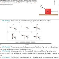 Block rests frictionless forces shown applied transcribed