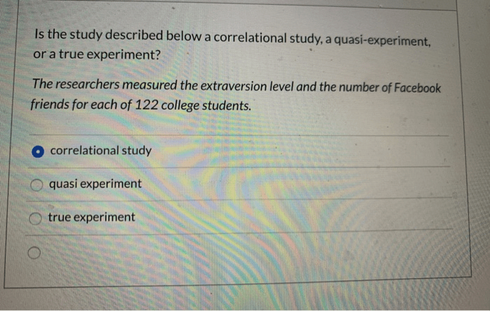 Correlation experiment or quasi experiment worksheet answers